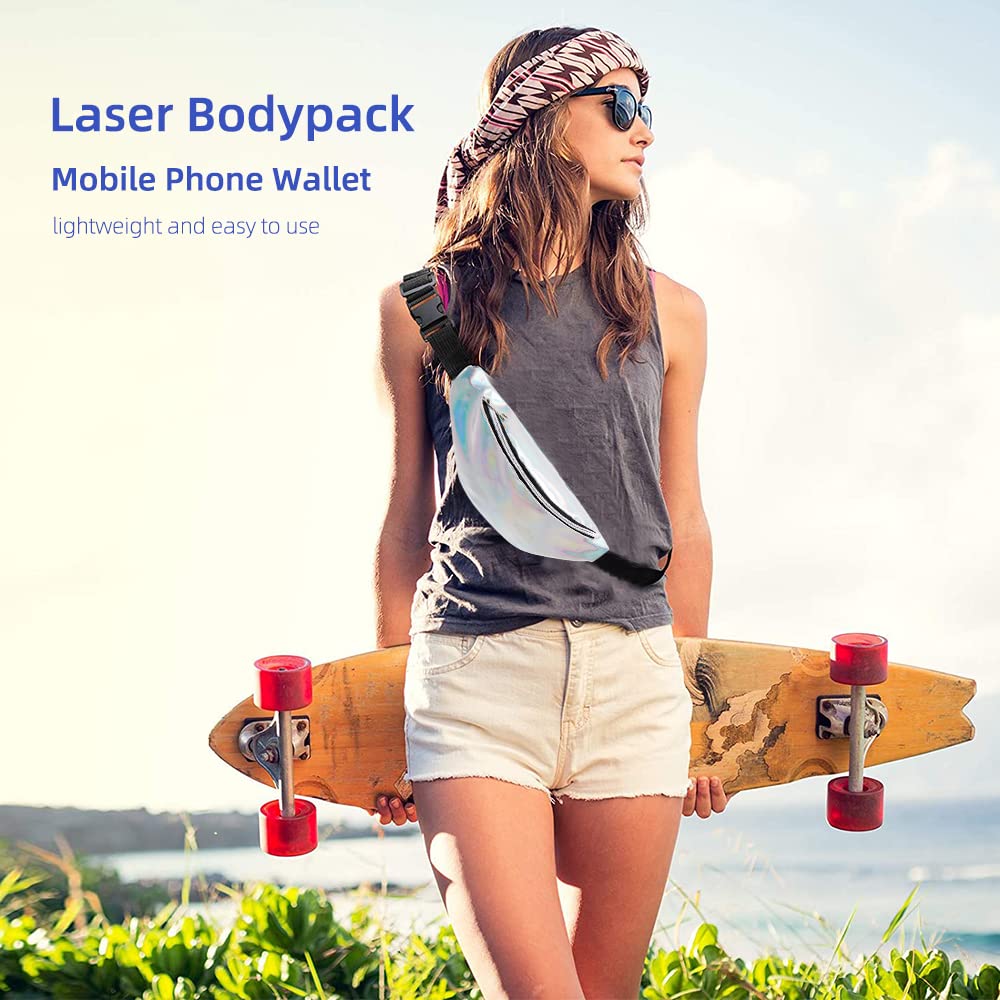 HASTHIP Waist Bag Ladies Outdoor Sports Lightweight Waist Bag for Running Silver HASTHIP Waist Bag Ladies Outdoor Sports Lightweight Waist Bag for Running Silver